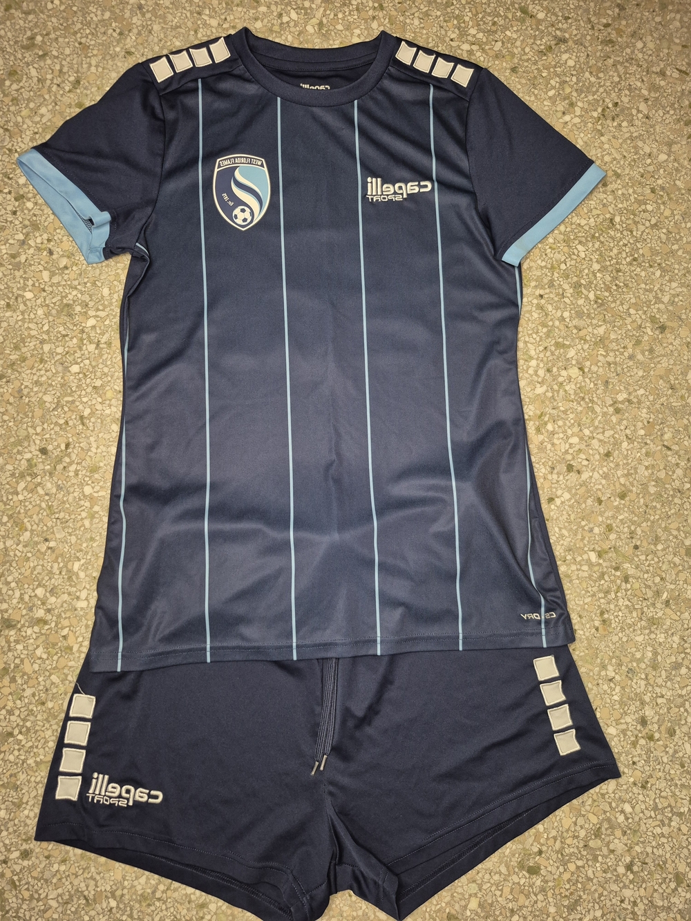 Capelli of New York Navy and Light Blue Pinstriped Soccer Set